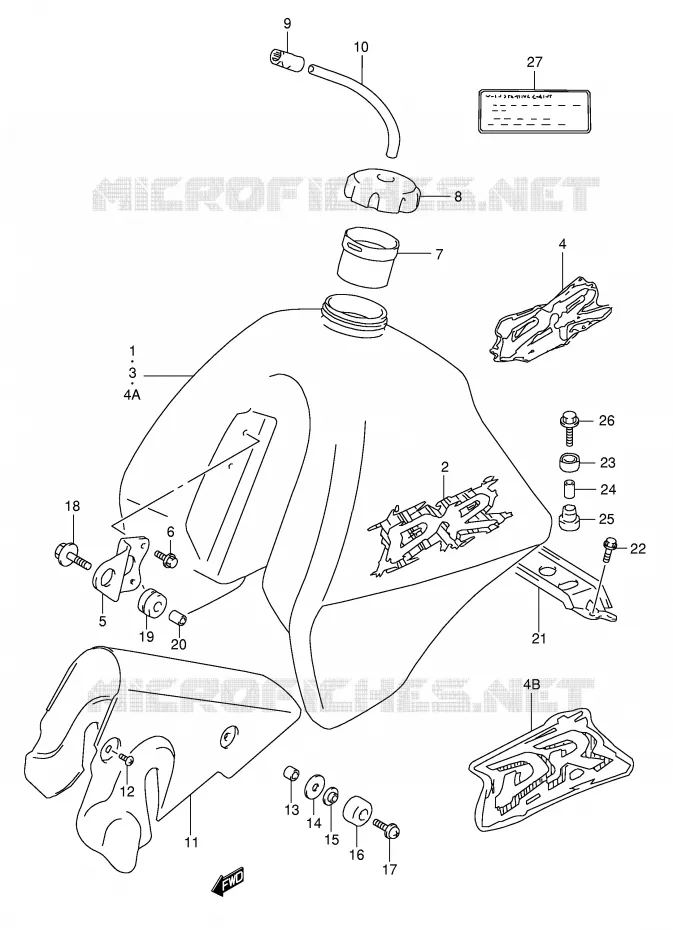 RESERVOIR D'ESSENCE (MODELE R/S/T) Suzuki MOTO 350 DR 1995  DR350S(E1)