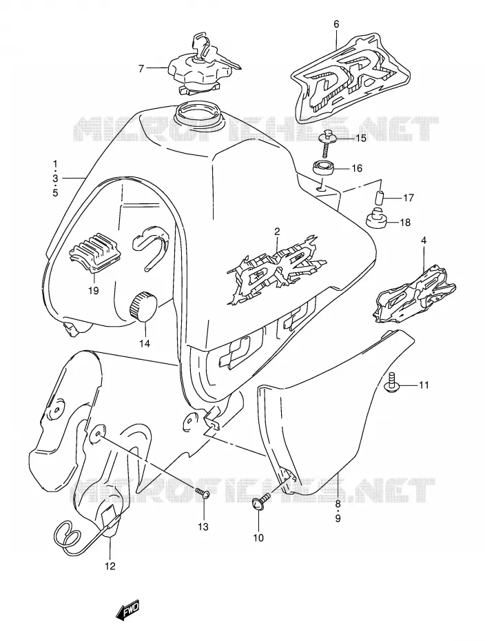 RESERVOIR D'ESSENCE (MODELE R/S/T) Suzuki MOTO 350 DR 1997  DR350SEV(E2)