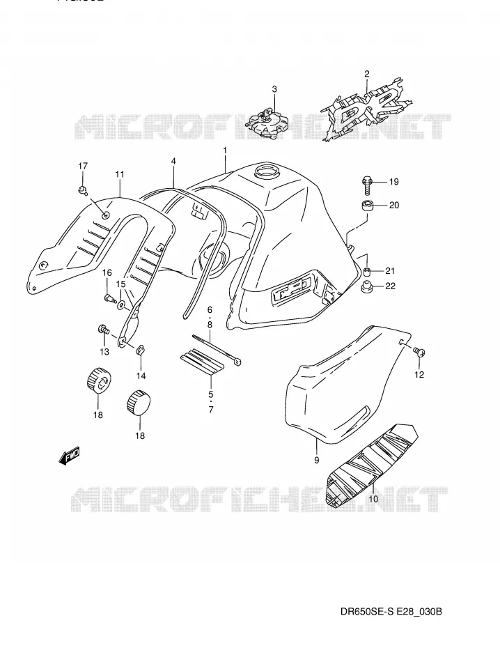 RESERVOIR D'ESSENCE (MODELE R) Suzuki MOTO 650 DR 1993  DR650SP(E28)