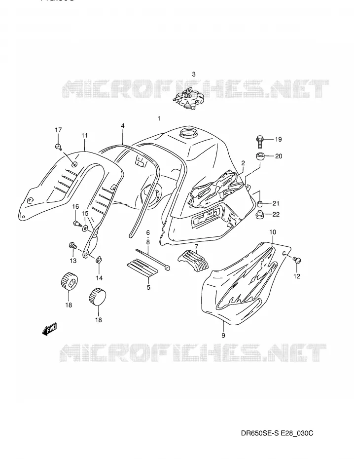 RESERVOIR D'ESSENCE (MODELE S) Suzuki MOTO 650 DR 1995  DR650SES(E28)