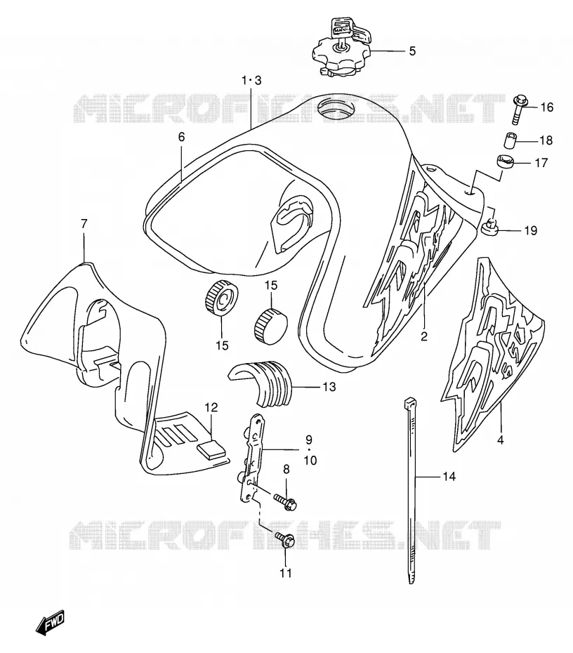 RESERVOIR D'ESSENCE (MODELE T/V) Suzuki MOTO 650 DR 1997  DR650SEUV(E4)