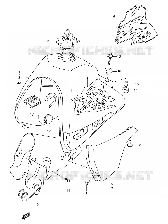 RESERVOIR D'ESSENCE (MODELE V/W) Suzuki MOTO 350 DR 1997  DR350SEV(E2)