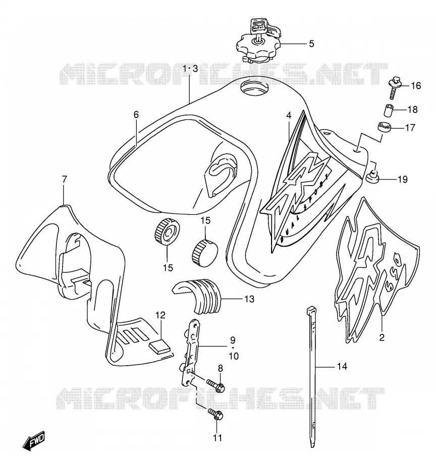 RESERVOIR D'ESSENCE (MODELE W/X) Suzuki MOTO 650 DR 1999  DR650SEX(E4)