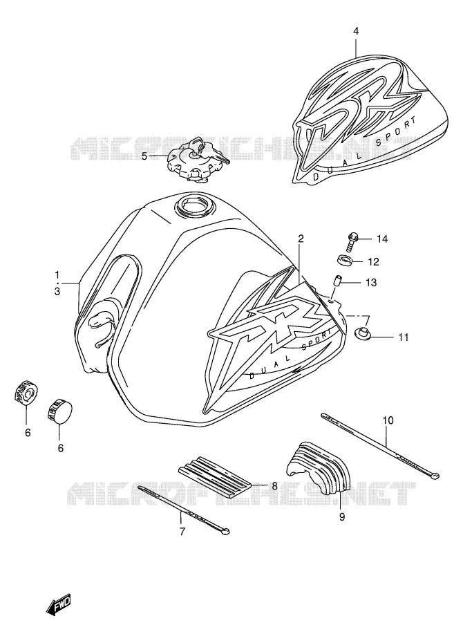 RESERVOIR D'ESSENCE (MODELE X/Y) Suzuki MOTO 125 DR 1999  DR125SEUX(E4)