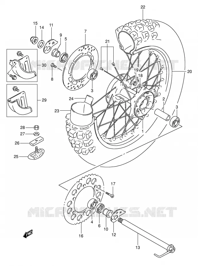 ROUE ARRIERE (MODELE L/M/N/P) Suzuki MOTO 350 DR 1991  DR350M(E1)