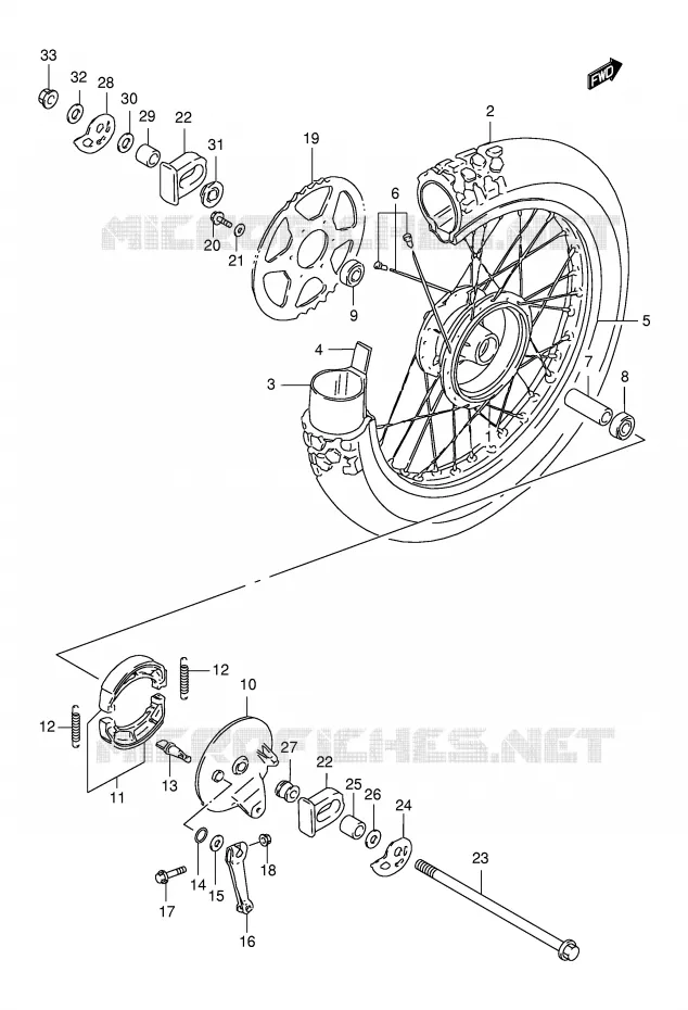 ROUE ARRIERE Suzuki MOTO 125 DR 1998  DR125SEUW(E4)