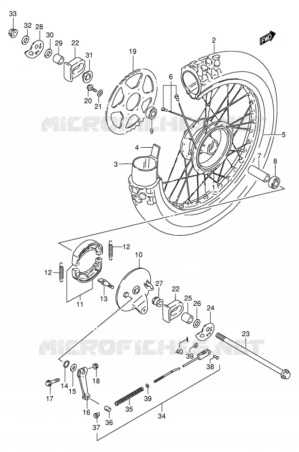 ROUE ARRIERE Suzuki MOTO 125 DR 2001  DR125SEK1(E2)