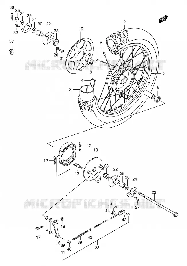 ROUE ARRIERE Suzuki MOTO 200 DR 1996  DR200SET(E24)