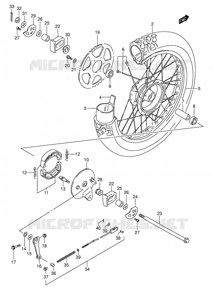 ROUE ARRIERE Suzuki MOTO 200 DR 2002  DR200SEK2(E3/E28)