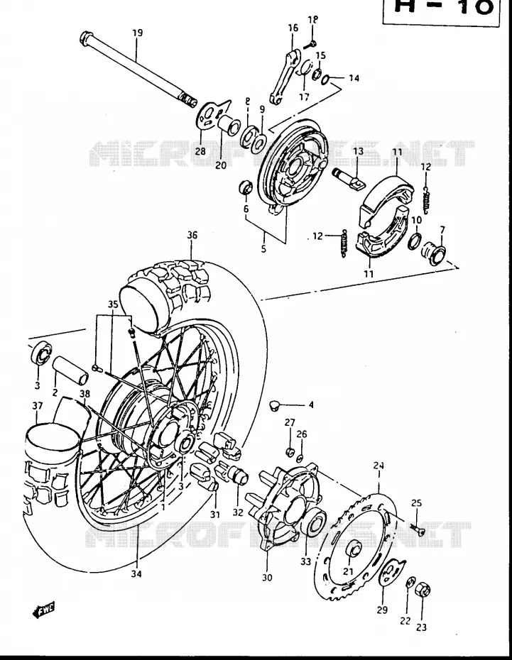 ROUE ARRIERE Suzuki MOTO 500 DR 1987  DR500SH(G/H/J)