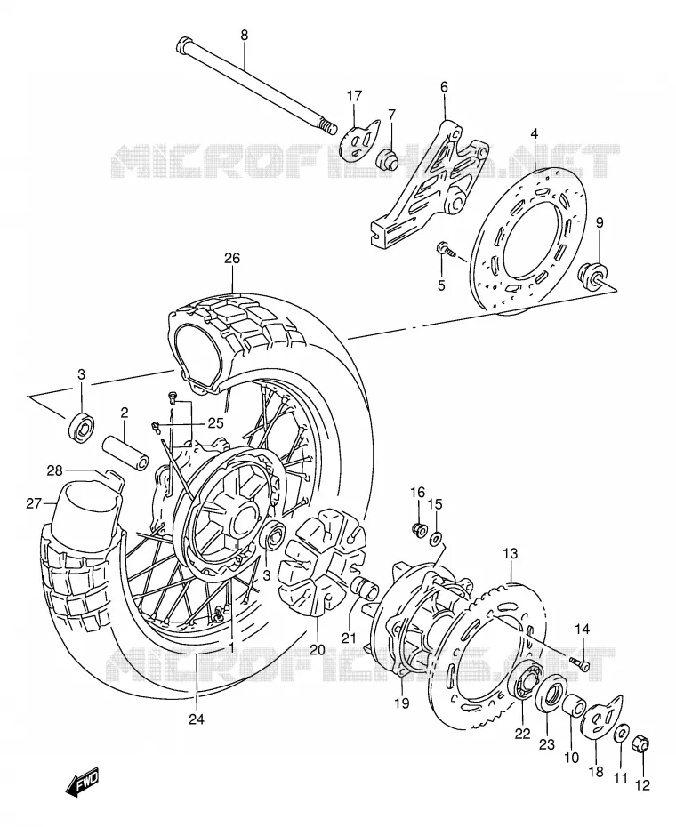 ROUE ARRIERE Suzuki MOTO 650 DR 1994  DR650REUR(E2)