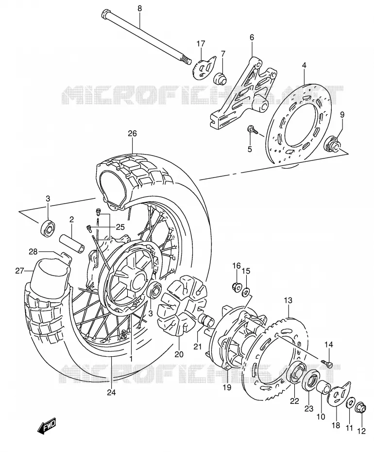 ROUE ARRIERE Suzuki MOTO 650 DR 1995  DR650RSES(E4)