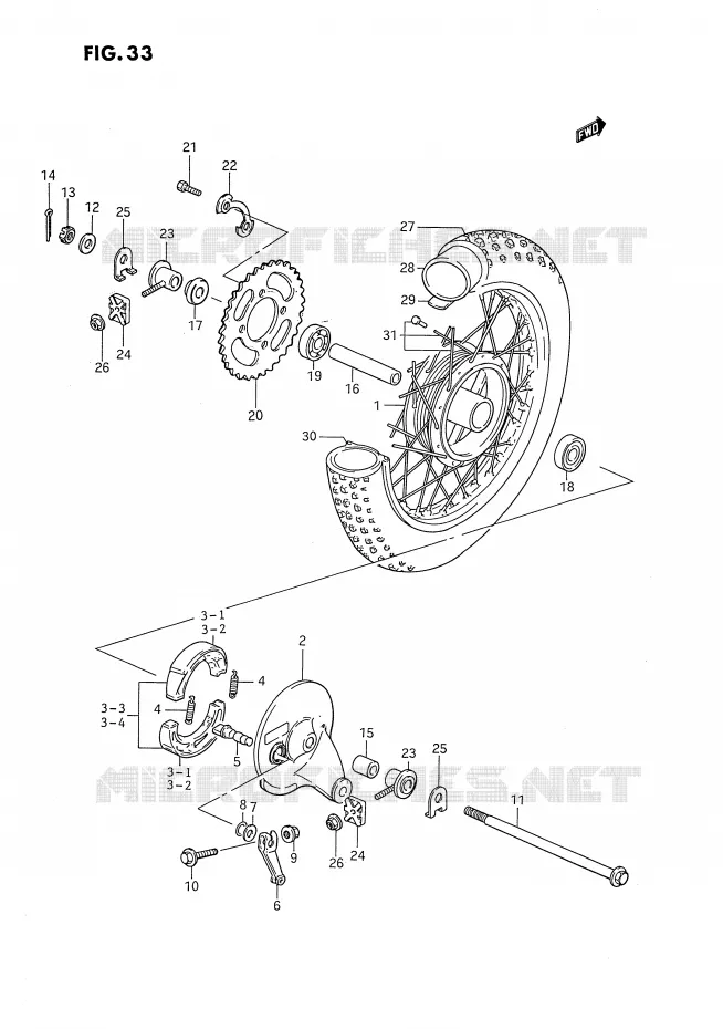 ROUE ARRIERE Suzuki MOTO 80 DS 1993  DS80P(E3)
