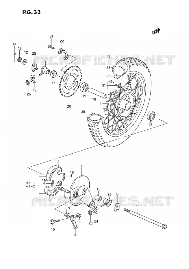 ROUE ARRIERE Suzuki MOTO 80 DS 1994  DS80R(E24)