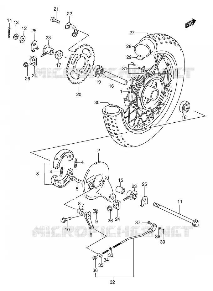 ROUE ARRIERE Suzuki MOTO 80 DS 1998  DS80W(E24)