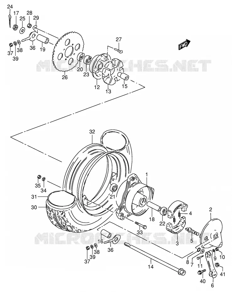 ROUE ARRIERE Suzuki SCOOTER 50 FM 1987  FM50AH(E20)