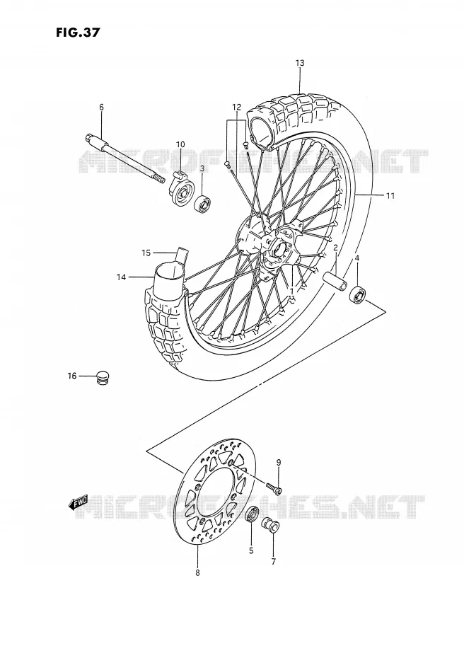ROUE AVANT Suzuki MOTO 350 DR 1992  DR350SN(E2)
