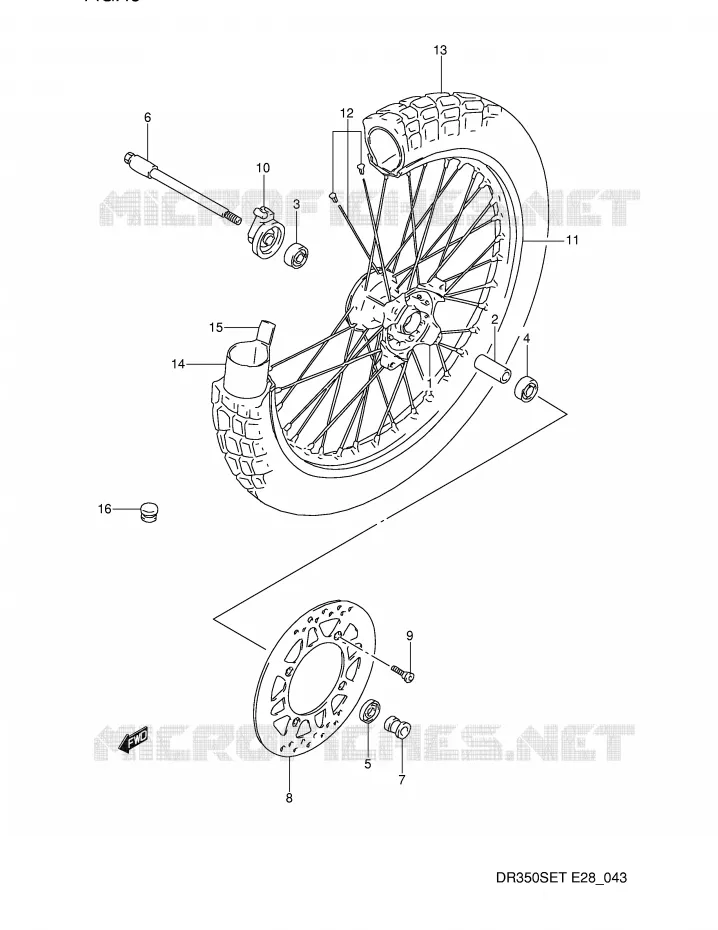 ROUE AVANT Suzuki MOTO 350 DR 1992  DR350SN(E28)