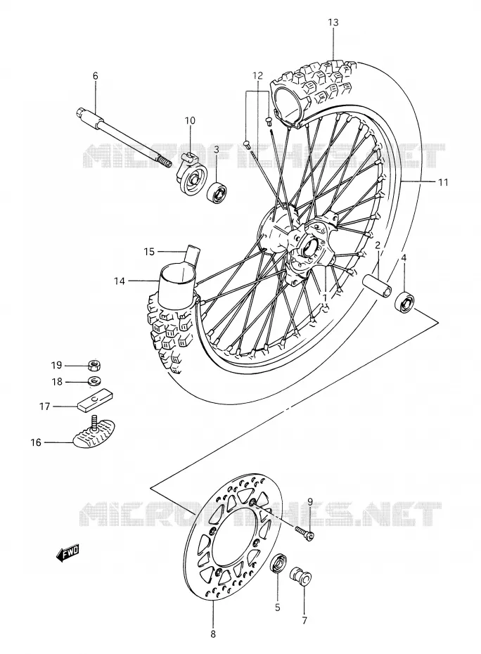 ROUE AVANT Suzuki MOTO 350 DR 1993  DR350P(E28)