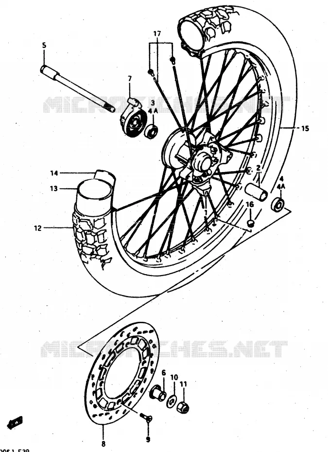 ROUE AVANT Suzuki MOTO 500 DR 1988  DR500J(G/H/J)