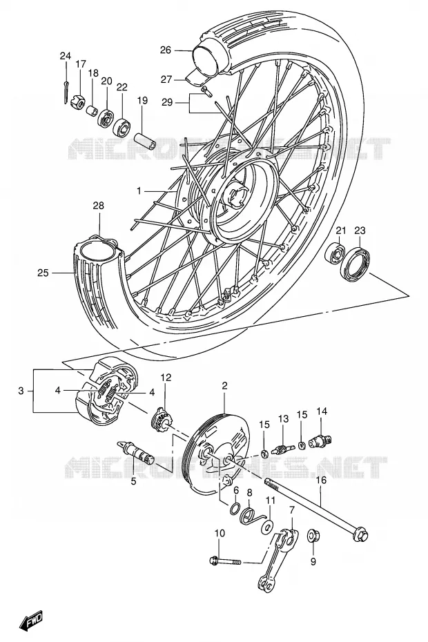 ROUE AVANT (VOIR NOTE) Suzuki SCOOTER 100 FB 1994  FB100DR(E71)