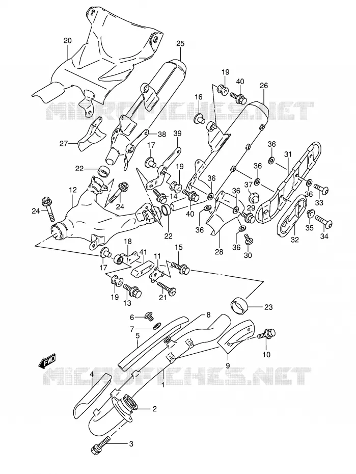 SILENCIEUX (MODELE M) Suzuki MOTO 800 DR 1994  DR800SUR