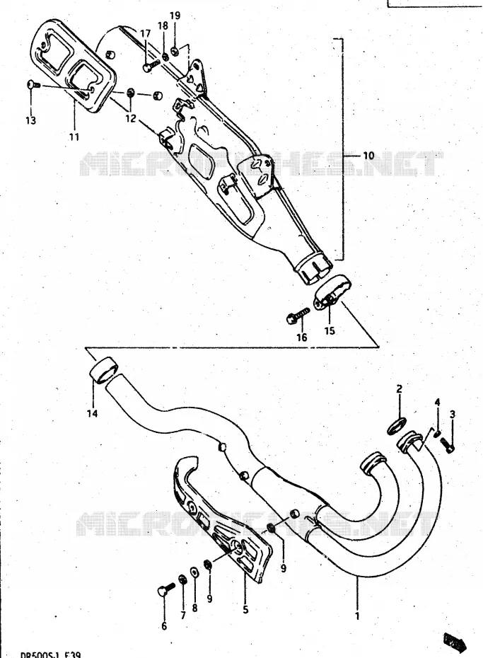 SILENCIEUX Suzuki MOTO 500 DR 1987  DR500SH(G/H/J)