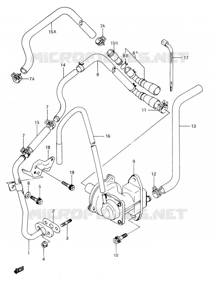 SYSTÈME DE RECYCLAGE GAZ D'ECHAPPEMENT (E18,E39) Suzuki MOTO 650 DR 1990  DR650RSL(E2)