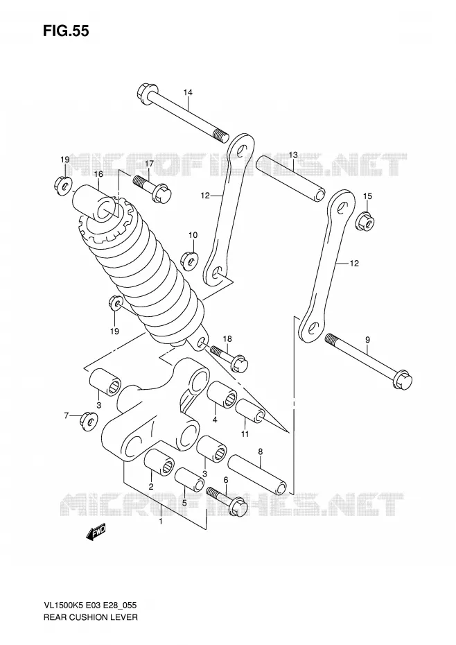 BIELLETTE DE SUSPENSION ARRIERE Suzuki MOTO 1500 BOULEVARD 2005  VL1500K5(E3/E28)