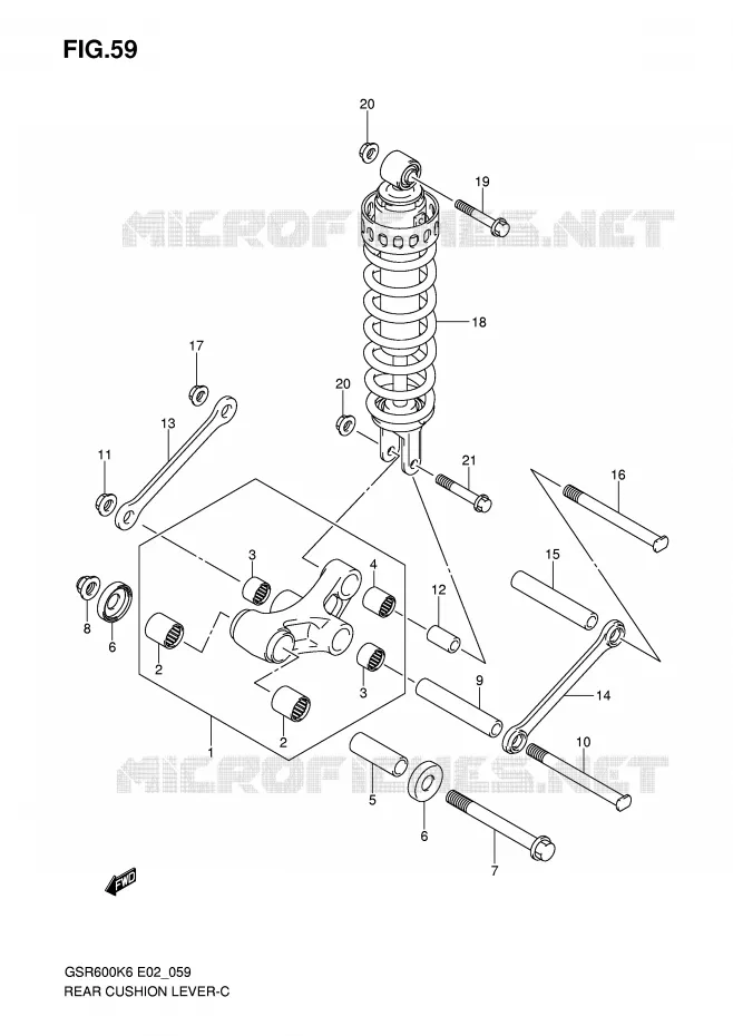 BIELLETTE DE SUSPENSION ARRIERE Suzuki MOTO 600 GSR 2010  GSR600UL0(E2)