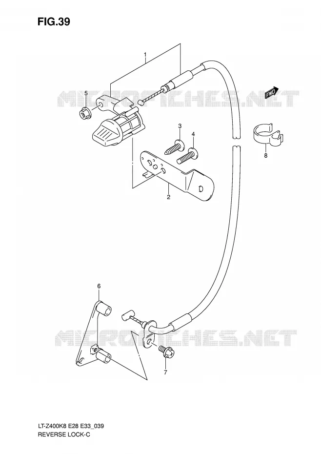 CABLE DE MARCHE ARRIERE Suzuki QUAD 400 QUADSPORT 2008  LT-Z400ZK8(E28/E33)
