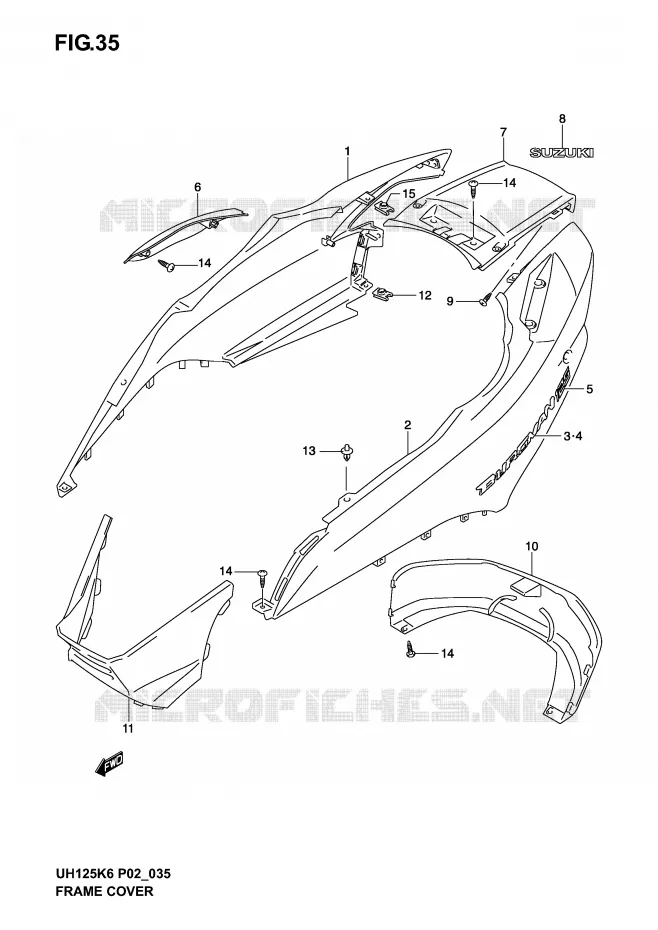 CARENAGES ARRIERE  (MODELE K2) Suzuki SCOOTER 125 BURGMAN 2002  UH125K2(P2)