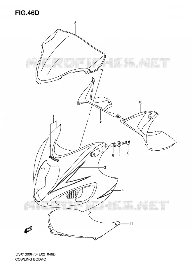 CARENAGES (MODEL K7 FOR CZZ) Suzuki MOTO 1300 HAYABUSA 2004  GSX1300RU1K4(E2)