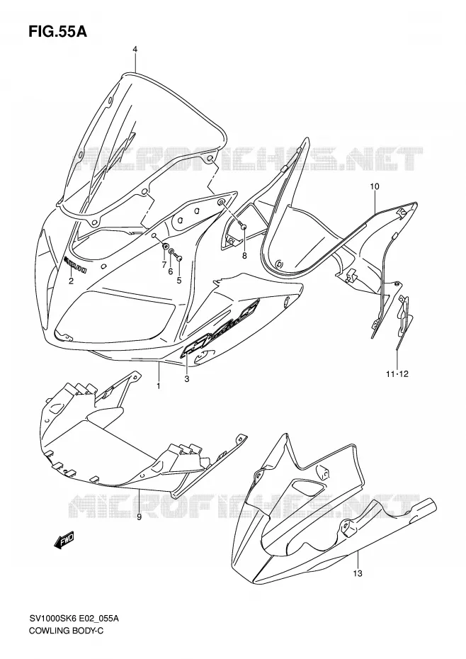 CARENAGES (SV1000S/S1/S2 K7) Suzuki MOTO 1000 SV 2007  SV1000SK7(E2)