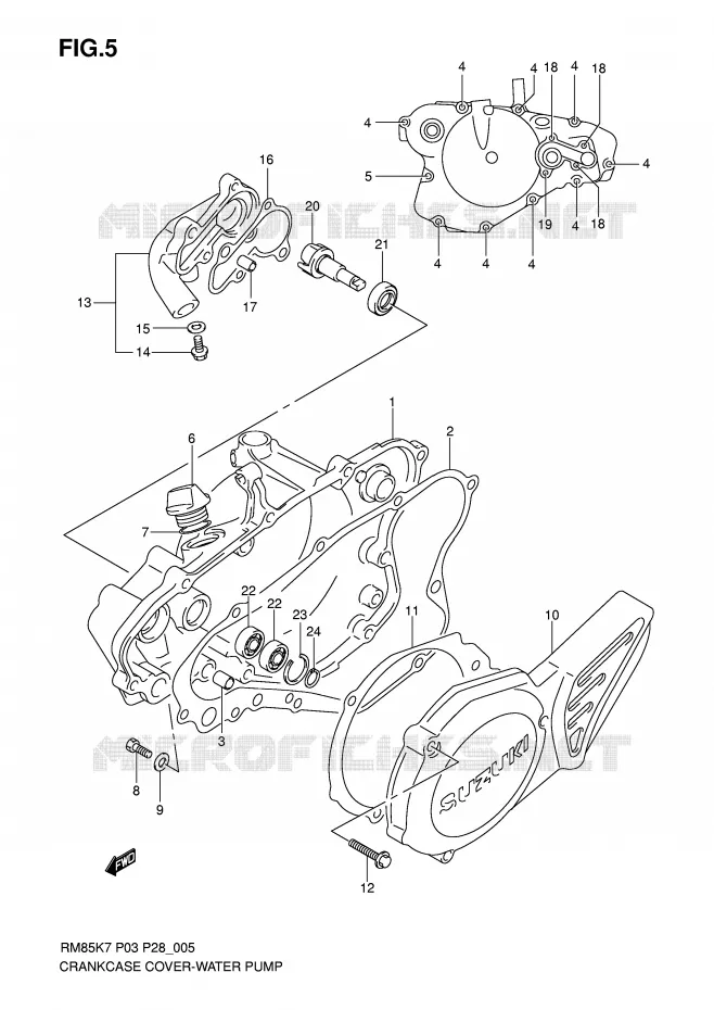 CARTER POMPE A EAU Suzuki MOTO 85 RM 2010  RM85LL0(P3/P28)