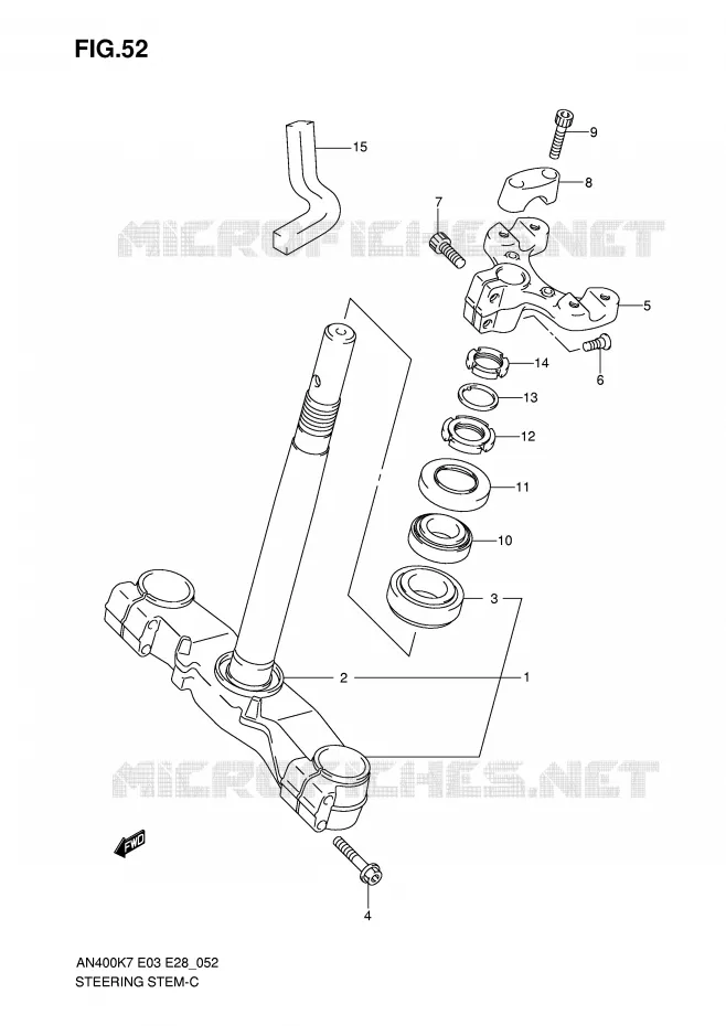 COLONNE DE DIRECTION Suzuki SCOOTER 400 BURGMAN 2010  AN400L0(E3/E28)