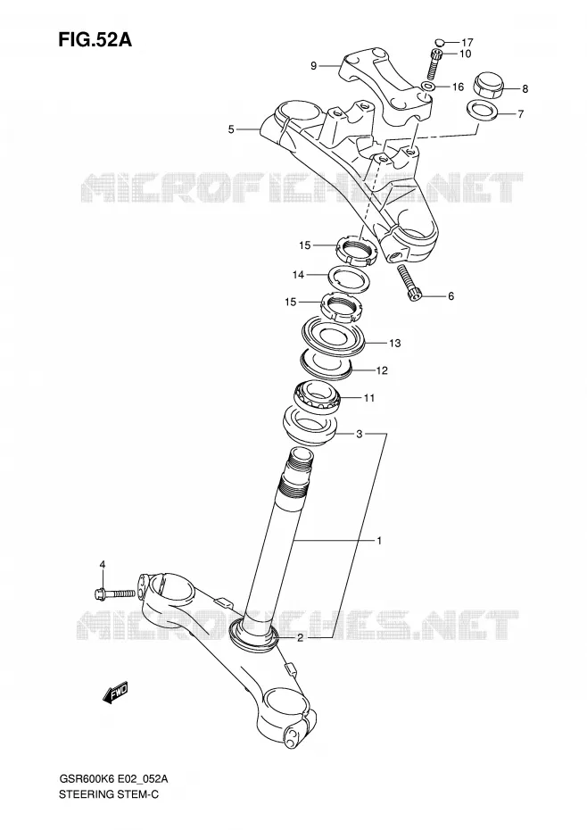 COLONNE DE DIRECTION (VOIR NOTE) Suzuki MOTO 600 GSR 2010  GSR600UAL0(E2)