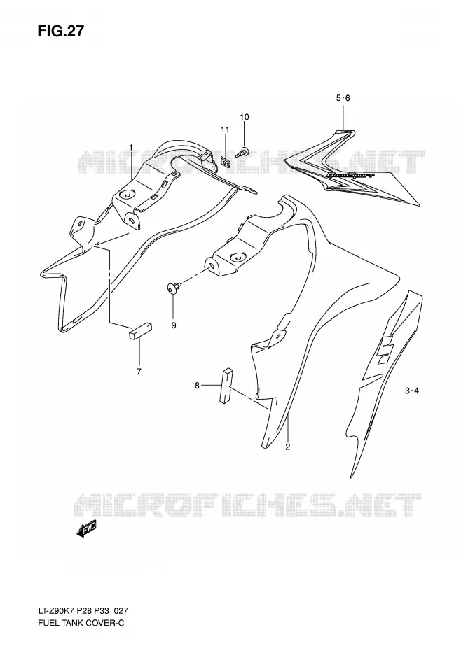 COUVRE RESERVOIR (MODEL K7/K8) Suzuki QUAD 90 QUADSPORT 2009  LT-Z90K9(P28/P33)