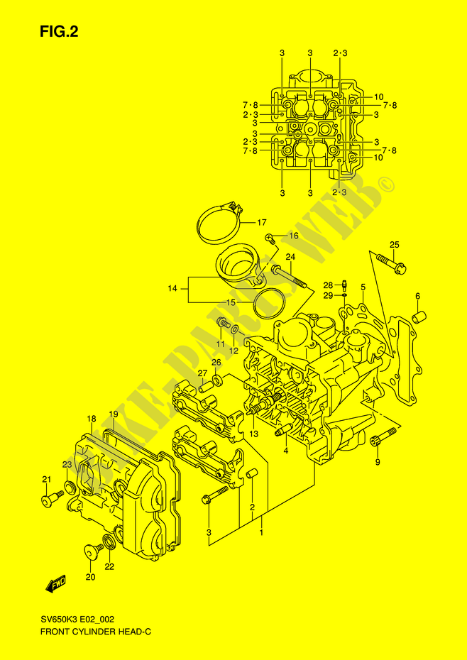 CULASSE AVANT (MODEL K3/K4/K5/K6) pour Suzuki SV 650 2005