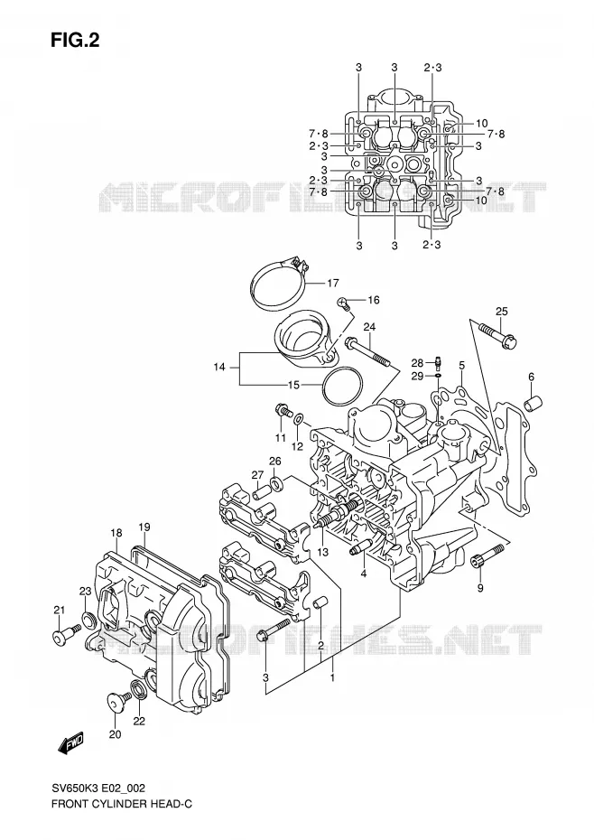 CULASSE AVANT (MODEL K3/K4/K5/K6) Suzuki MOTO 650 SV-S 2006  SV650SUK6(E2)