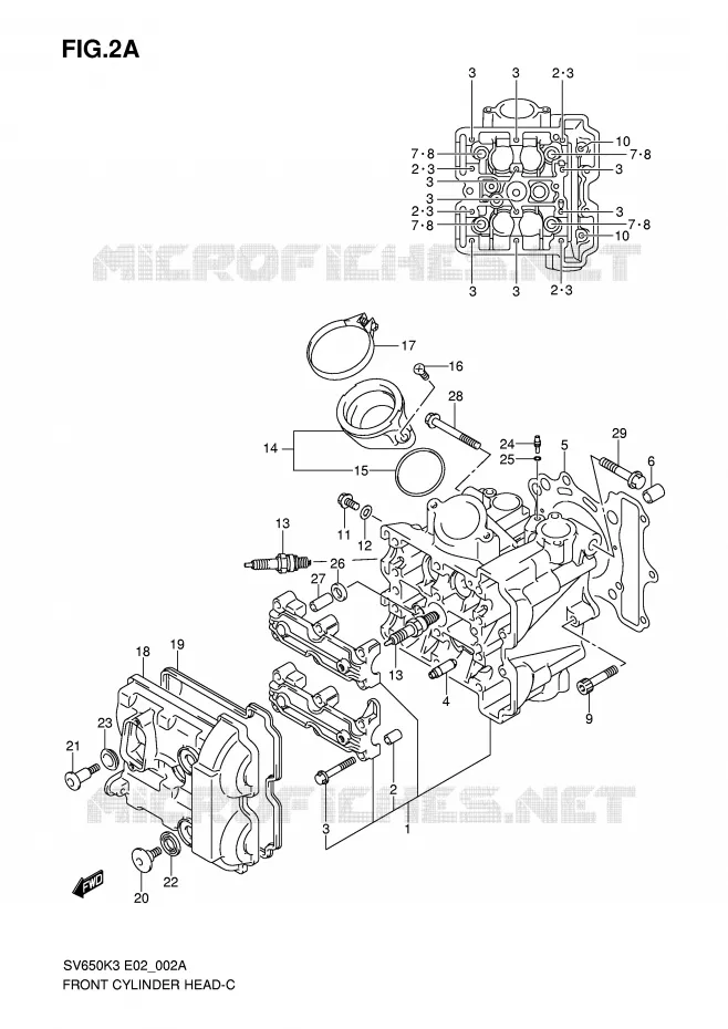 CULASSE AVANT (MODEL K7) Suzuki MOTO 650 SV-S 2007  SV650SAK7(E2)