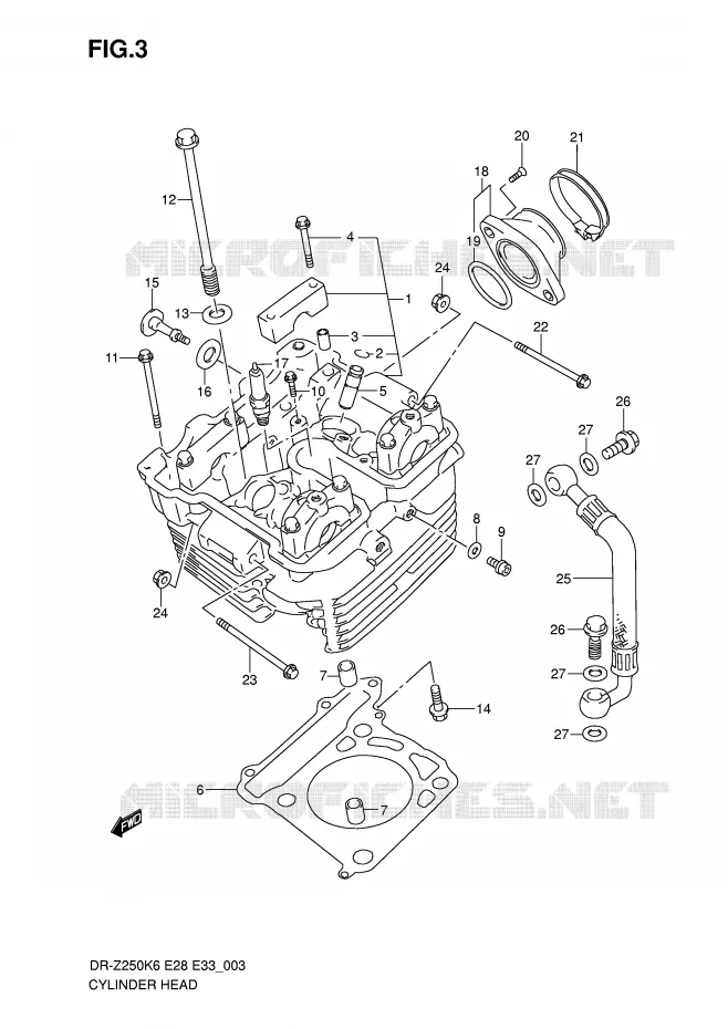 CULASSE Suzuki MOTO 250 DR-Z 2007  DR-Z250K7(E28/E33)