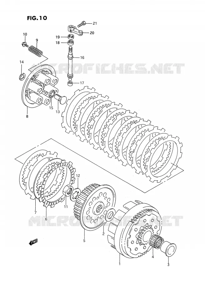 EMBRAYAGE (MODELE P) Suzuki MOTO 250 RM 1993  RM250P(E2)