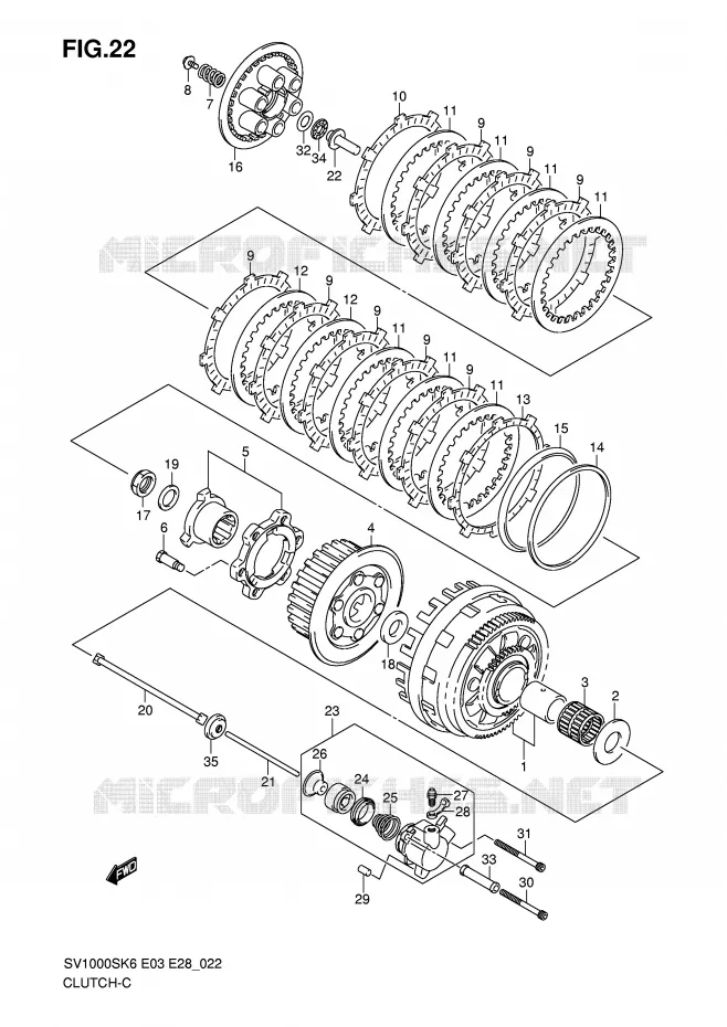 EMBRAYAGE Suzuki MOTO 1000 SV 2007  SV1000SK7(E3/E28)