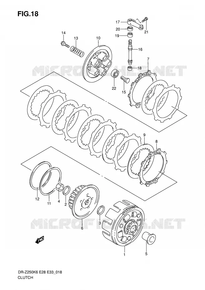 EMBRAYAGE Suzuki MOTO 250 DR-Z 2007  DR-Z250K7(E28/E33)