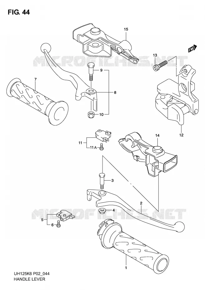 ENSEMBLE LEVIERS - POIGNEES Suzuki SCOOTER 125 BURGMAN 2003  UH125K3(P2)