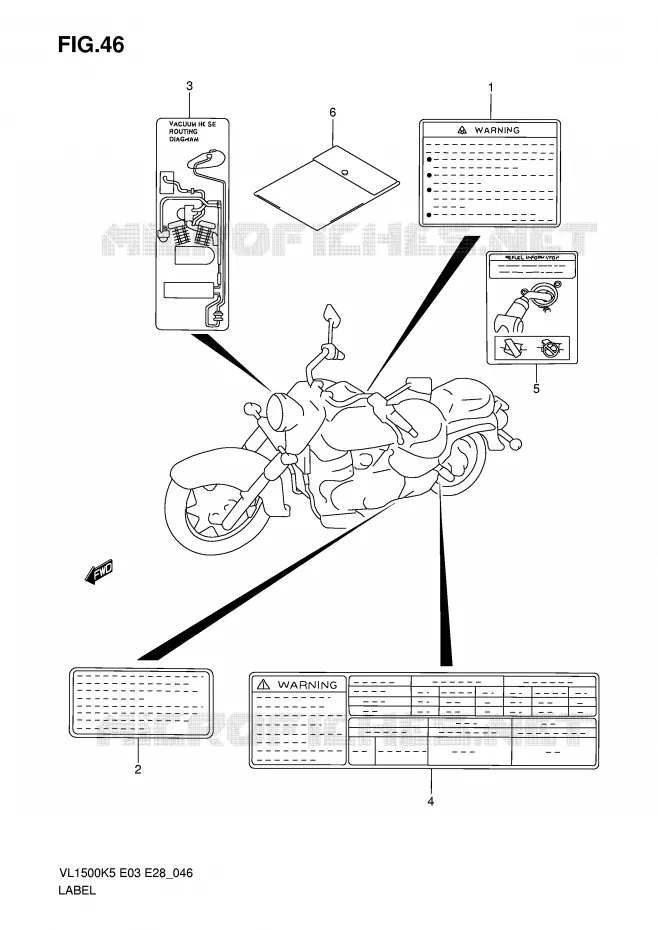ETIQUETTE Suzuki MOTO 1500 BOULEVARD 2007  VL1500K7(E3/E28)
