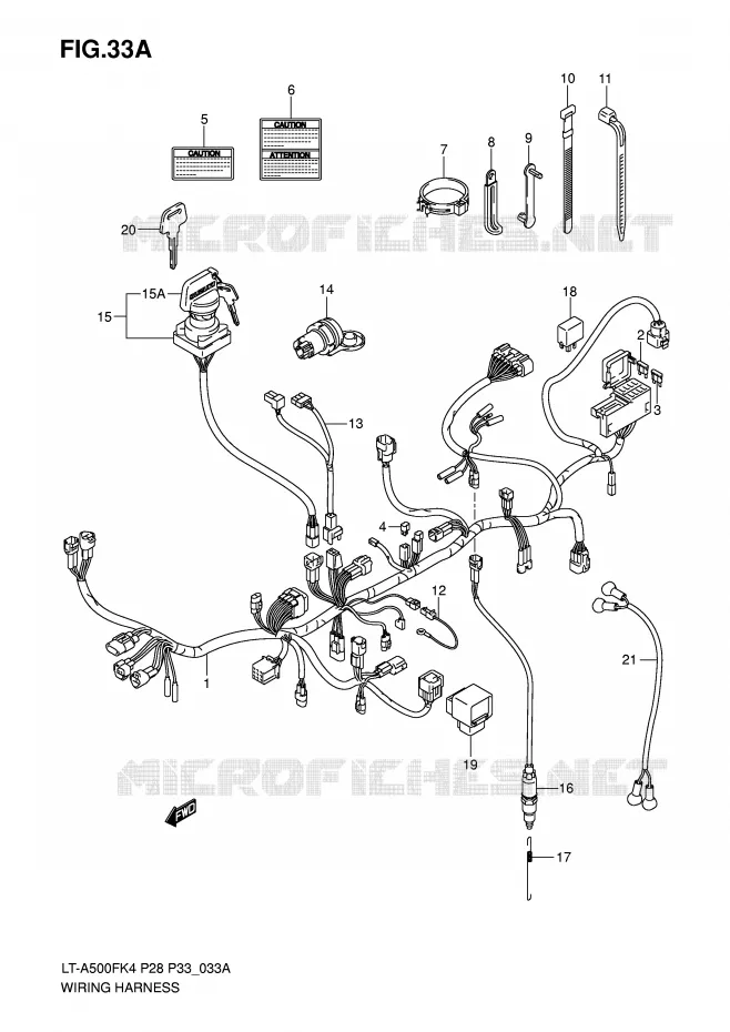 FAISCEAU ELECTRIQUE (MODEL K6/K7) Suzuki QUAD 500 VINSON 2005  LT-A500FK5(P28/P33)