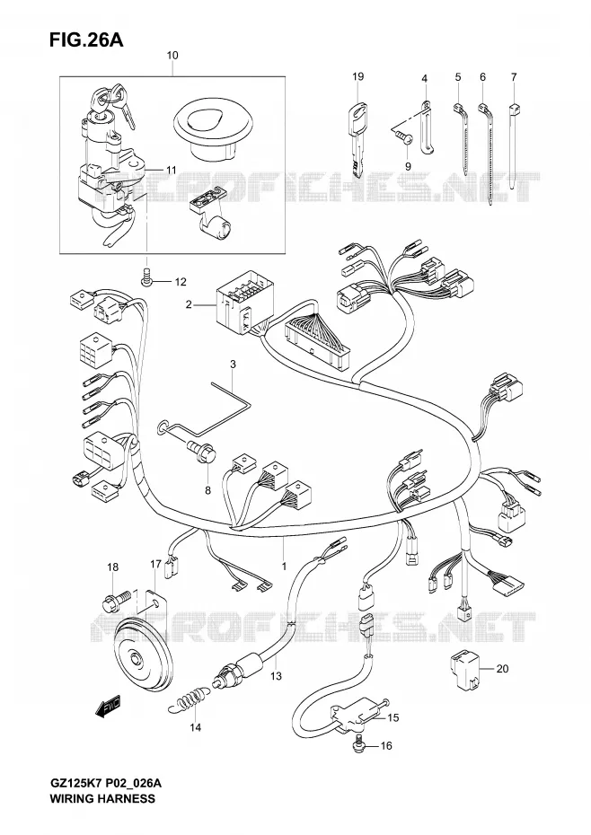 FAISCEAU ELECTRIQUE (MODEL K7) Suzuki MOTO 125 MARAUDER 2006  GZ125K6(P02)