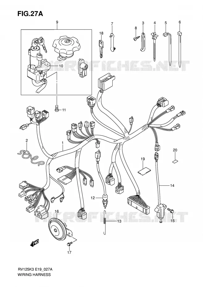 FAISCEAU ELECTRIQUE (MODEL K7) Suzuki MOTO 125 VAN-VAN 2003  RV125K3(E19)